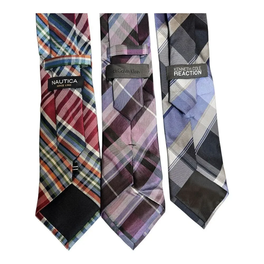Calvin Klein Kenneth Cole Nautica Plaid Men’s Neckties Silk NWOT Ties
